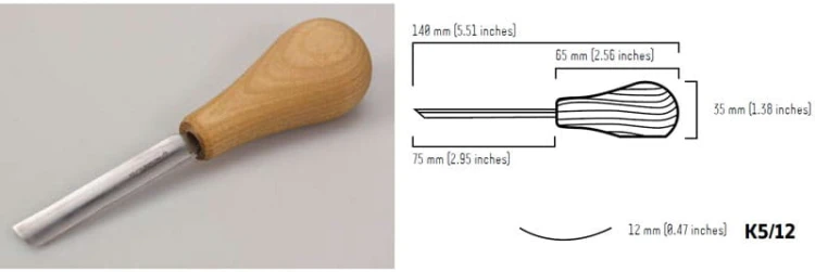 Dłuto do drzeworytu profilowe proste 12mm BeaverCraft P5/12