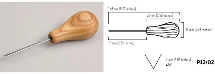 Dłuto do drzeworytu profil V proste 2mm BeaverCraft P12/02