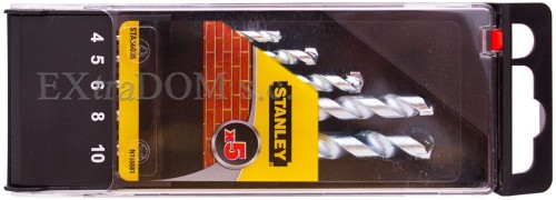 Wiertła do muru, cegły, pustaka Stanley kpl. 5 szt. z uchwytem walcowym STA56035