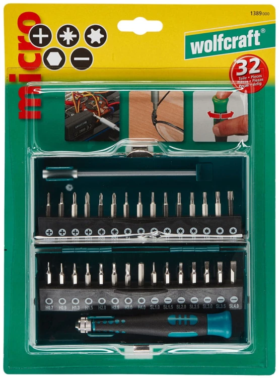 Zestaw bitów do prac precyzyjnych 32cz w metalowej walizce marki Wolfcraft