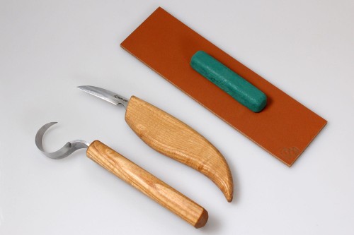 Zestaw do rzeźbienia łyżek, 2 noże + akcesoria do polerowania BeaverCraft S02