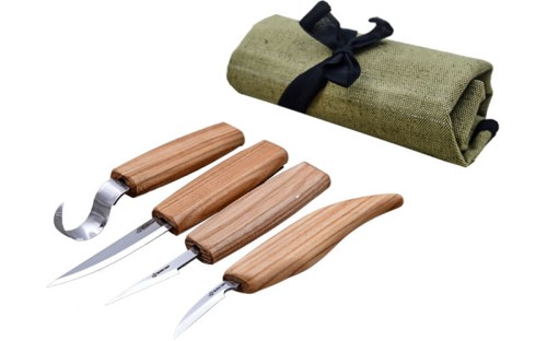 Zestaw 4 noży do rzeźbienia i drążenia łyżek w etui BeaverCraft S09