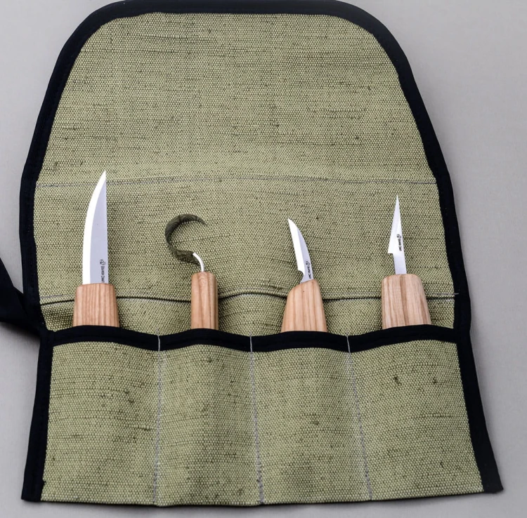 Zestaw 4 noży do rzeźbienia i drążenia łyżek w etui BeaverCraft S09