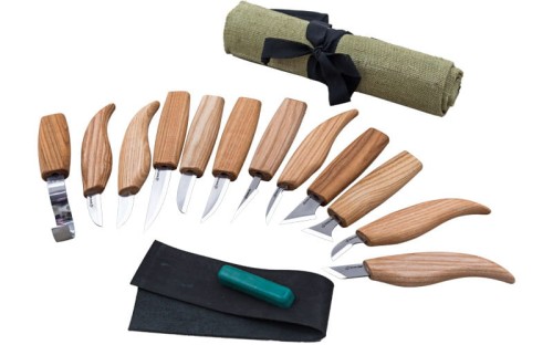 Zestaw 12 noży do rzeźbienia i drążenia łyżek z akcesoriami w etui BeaverCraft S10