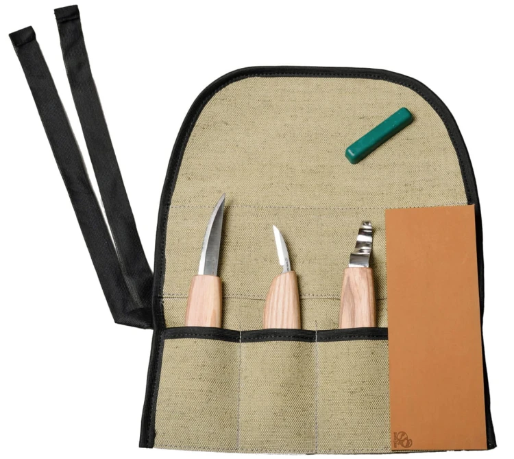 Zestaw 3 noży do rzeźbienia łyżek wraz z akcesoriami do polerowania w etui BeaverCraft S13