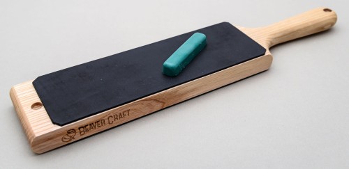 Polerka ze skóry bydlęcej na trzpieniu drewnianym z pastą polerską BeaverCraft LS1P1