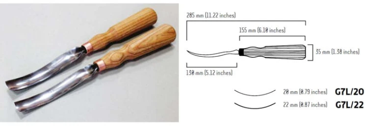 Dłuto rzeźbiarskie profilowe wygięte 20mm Beaver Craft G7L/20