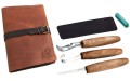 estaw 3 narzędzi do rzeźbienia łyżek BeaverCraft z akcesoriami w etui ze skóry S14X