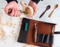 Zestaw 3 narzędzi do rzeźbienia łyżek BeaverCraft z akcesoriami w etui ze skóry S14X