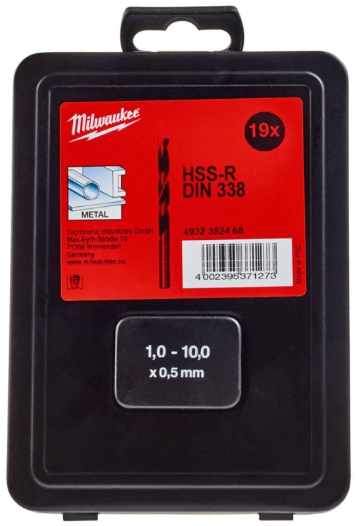 Wiertła do metalu Milwaukee zestaw 19 szt. w metalowej kasecie 4932352468 1 – 10mm