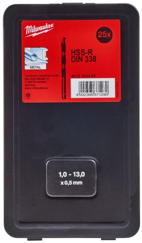 Wiertła do metalu Milwaukee zestaw 25 szt. w kasecie 4932352469 1 - 13mm