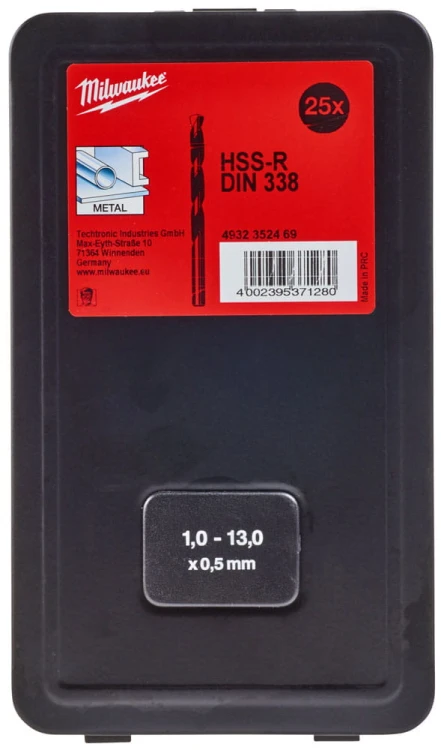 Wiertła do metalu Milwaukee zestaw 25 szt. w kasecie 4932352469 1 - 13mm