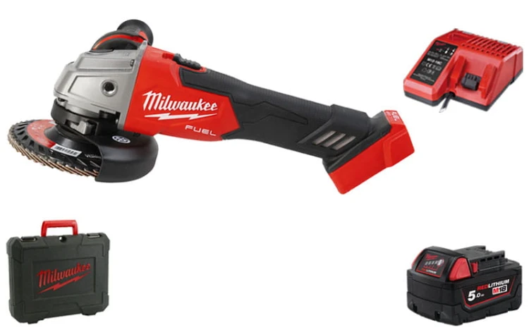 Szlifierka kątowa Milwaukee 18V M18FSAG125X-502X silnik bezszczotkowy 1x aku 5,0Ah ładowarka walizka 4933478428