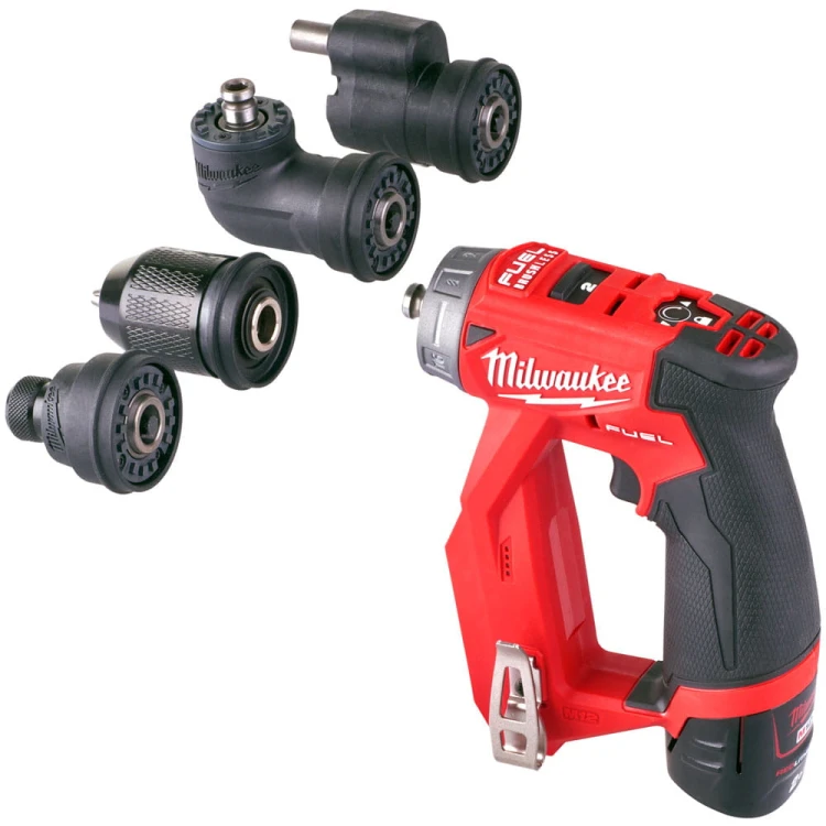 Wiertarko wkrętarka Milwaukee z 4 głowicami M12FDDXKIT-202X 34Nm 12V walizka 2x aku. 2,0Ah ładowarka 4933464979