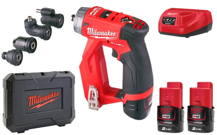 Wiertarko wkrętarka Milwaukee z 4 głowicami M12FDDXKIT-202X 34Nm 12V walizka 2x aku. 2,0Ah ładowarka 4933464979