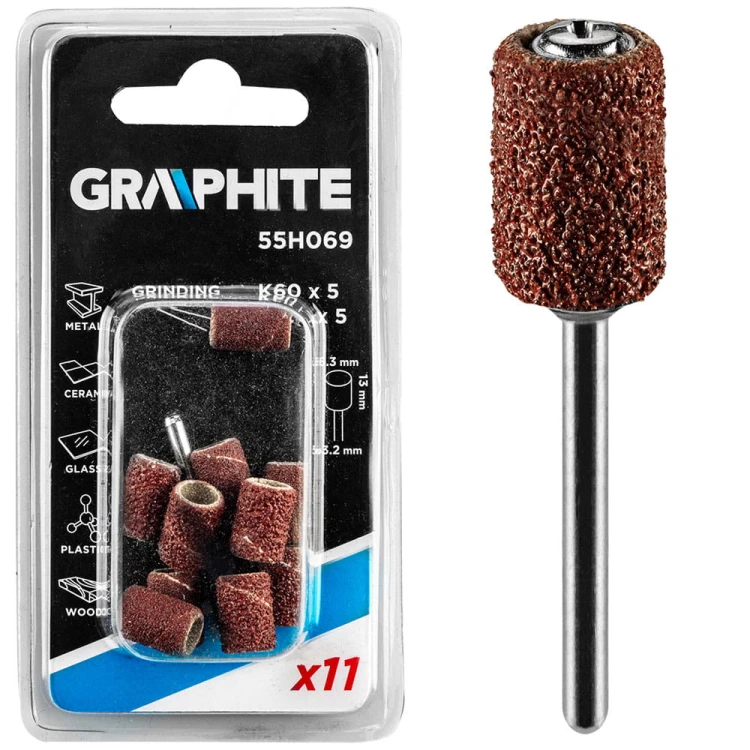 Taśma szlifierska na sztyfcie 6,3 mm Graphite kpl. 11 cz. 55H069