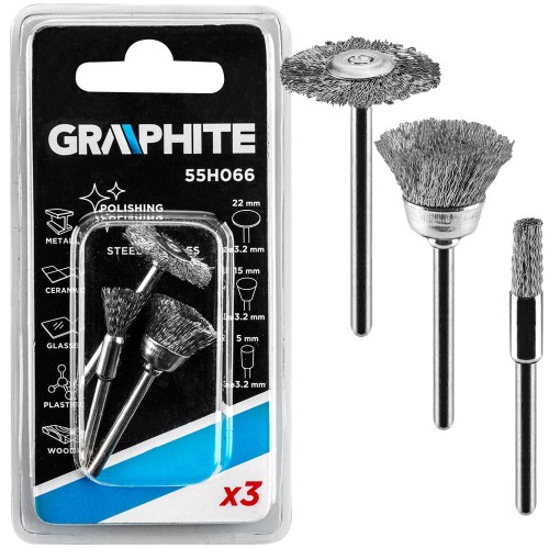 Szczotki stalowe MINI Graphite kpl. 3 szt. 55H066