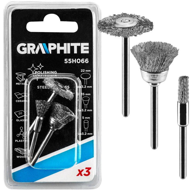 Szczotki stalowe MINI Graphite kpl. 3 szt. 55H066