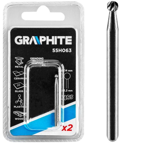 Frez precyzyjny kulowy 3,14 mm HSS Graphite kpl. 2 szt. 55H063