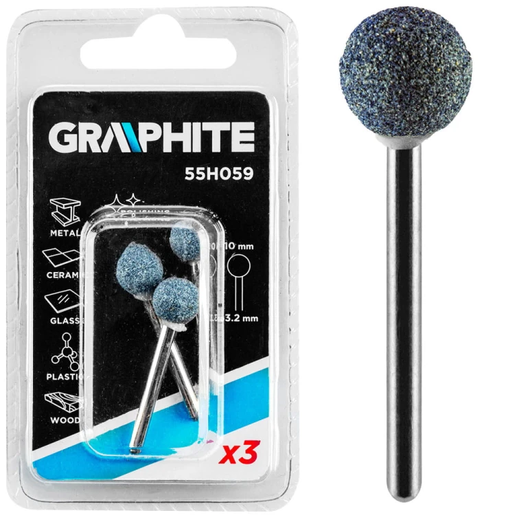 Kamień szlifierski kula 10 mm Graphite kpl. 3 szt. 55H059