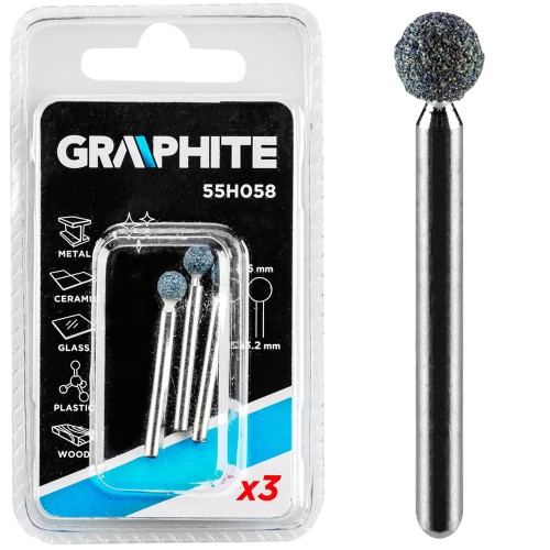 Kamień szlifierski kula 6 mm Graphite kpl. 3 szt. 55H058