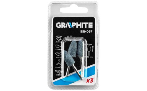 Kamień szlifierski owalny "pocisk" 10 x 20 mm Graphite kpl. 3 szt. 55H057