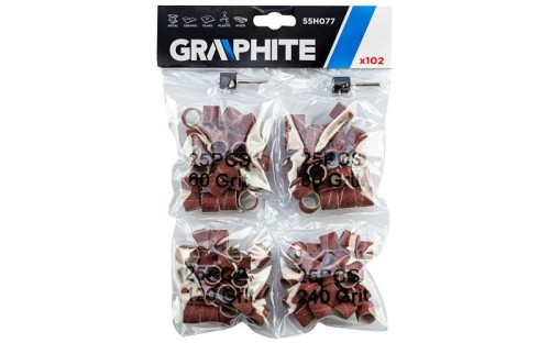 Taśma szlifierska na sztyfcie 12,7 mm Graphite kpl. 102 cz. MIX gradacji 55H077