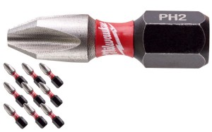 BIT PH2 x 10 szt. Shockwave Milwaukee końcówka wkrętakowa magnetyczna 25mm 4932430853
