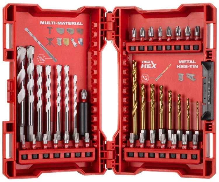 Wiertła MULTI MATERIAL bity Shockwave Impact Duty™ Milwaukee zestaw 39 szt. 4932479854