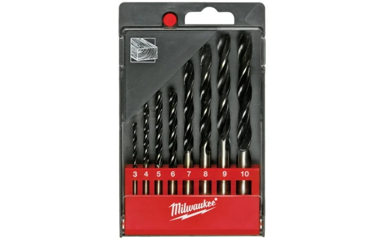 Wiertła do drewna, sklejki Milwaukee zestaw 8 szt. 4932352466 3, 4, 5, 6, 7, 8, 9, 10 mm