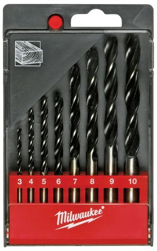 Wiertła do drewna, sklejki Milwaukee zestaw 8 szt. 4932352466 3, 4, 5, 6, 7, 8, 9, 10 mm