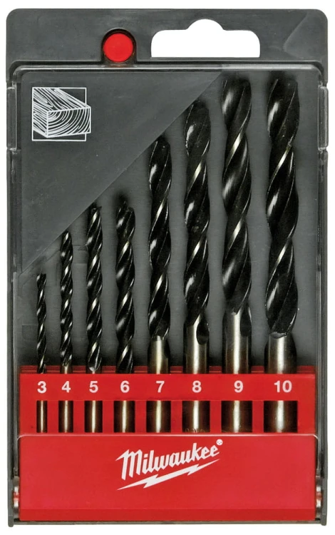 Wiertła do drewna, sklejki Milwaukee zestaw 8 szt. 4932352466 3, 4, 5, 6, 7, 8, 9, 10 mm