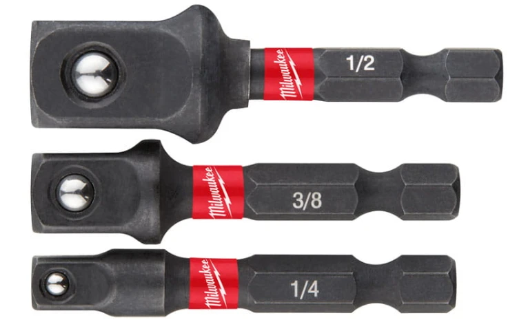 Adaptery kpl. 3 sztuki 1/4" HEX na kwadrat 1/4" 3/8" 1/2" Milwaukee Shockwave przejściówka 4932479228
