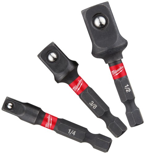 Adaptery kpl. 3 sztuki 1/4" HEX na kwadrat 1/4" 3/8" 1/2" Milwaukee Shockwave przejściówka 4932479228