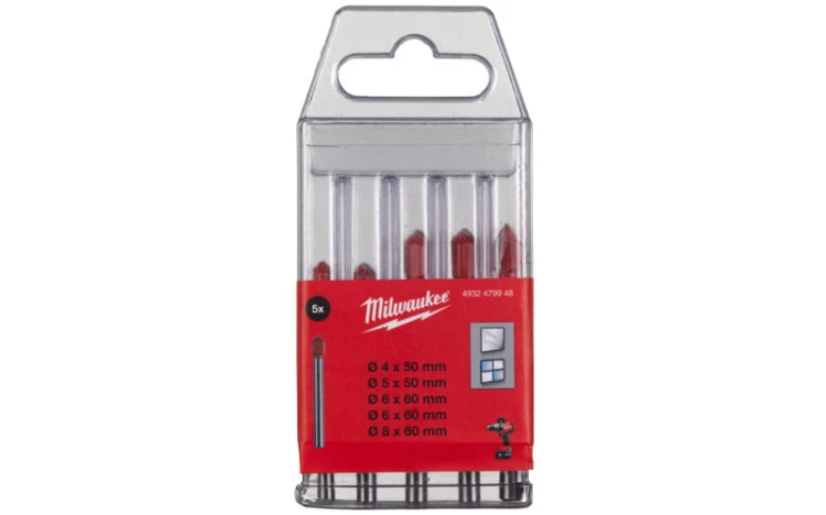 Wiertła do szkła i ceramiki Milwaukee zestaw 5 szt. 4932479948