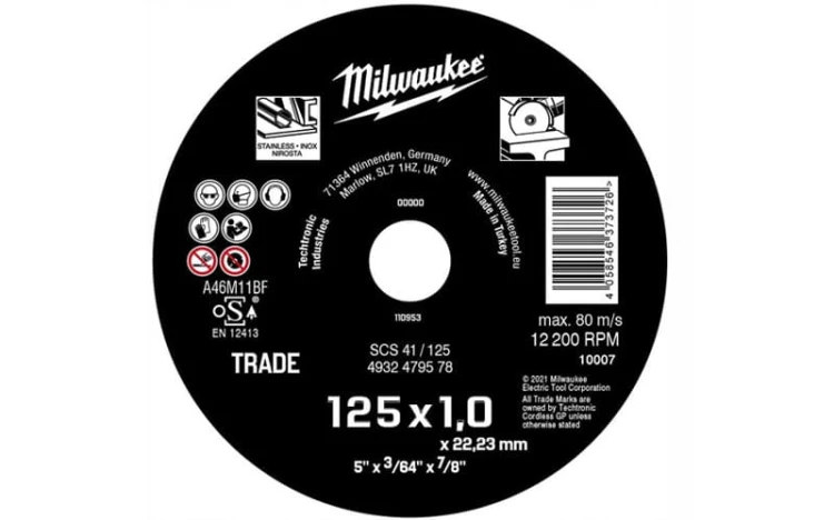 Tarcza do cięcia stali Milwaukee 125 x 1,0 mm 4932479578