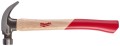 Młotek ciesielski z trzonkiem z drewna hikorowego Milwaukee pazur zakrzywiony 570 g / 20 incji 4932478660