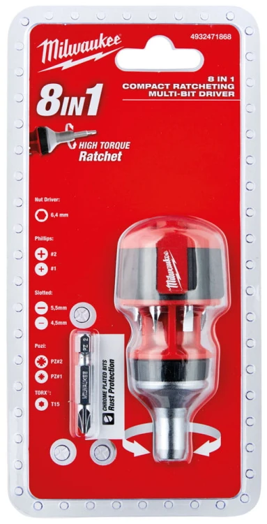 Kompaktowy multiwkrętak Milwaukee z grzechotką 8w1 4932471868