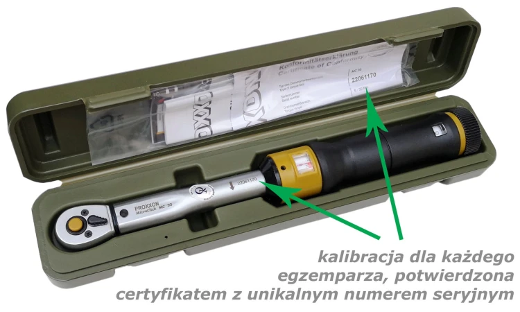 Klucz dynamometryczny Proxxon 1/4" MC 30 6-30Nm CrV Micro-Clik - kalibracja + Polska gwarancja