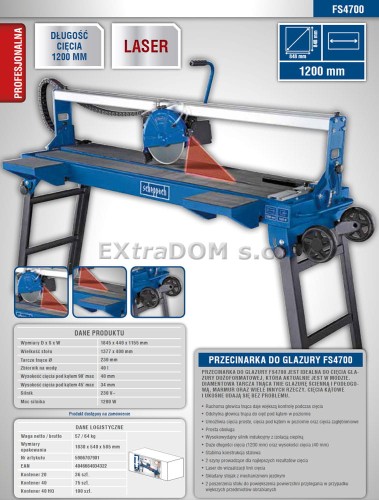 Przecinarka do glazury terakoty Scheppach FS4700