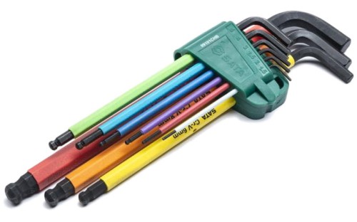 Klucze imbusowe długie Sata kolor kpl. 9 szt. z kulką ST09101CHBSJ