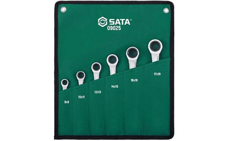 Klucze oczkowe z grzechotką Sata kpl. 6 szt. 8 -19mm 09025