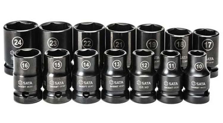 Nasadki udarowe cienkościenne metryczne Sata 1/2" kpl. 14szt. ST34397T