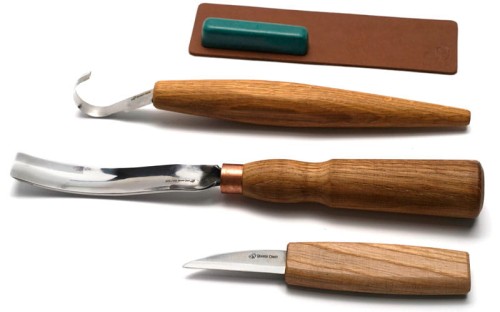 Zestaw 3 narzędzi do rzeźbienia łyżek z akcesoriami do polerowania BeaverCraft S47