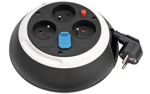 Kompaktowy przedłużacz zwijany Comfort-Line 3m z USB, 3 gniazda Brennenstuhl 1109224600