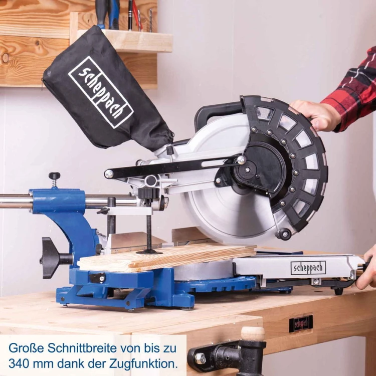 Pilarka ukośna ukośnica przesuwna Scheppach 255mm SOFT START HM254 2 tarcze + stół maszynowy UMF1550