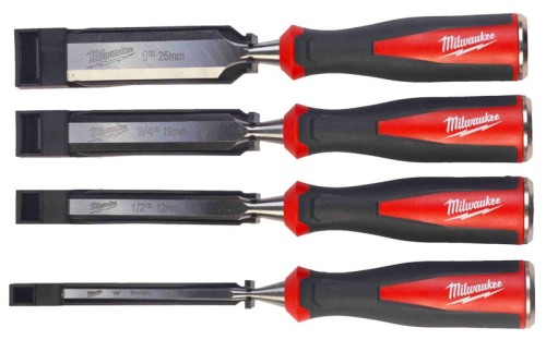 Zestaw 4 dłut stolarskich Milwaukee o szerokości ostrza: 6, 12, 19, 25 mm 4932479897