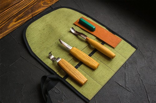 Zestaw 3 narzędzi do rzeźbienia łyżek z akcesoriami do polerowania w etui BeaverCraft S38