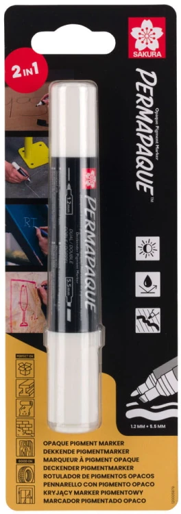 Marker Permapaque Dual Point do wielu powierzchni, kolor biały SKBLXZPKTN1C Sakura