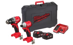 Zestaw Milwaukee wiertarko wkrętarka M18BLPDRC +  zakrętarka udarowa M18BLIDRC walizka 2x aku. 4,0Ah ładowarka 4933492827